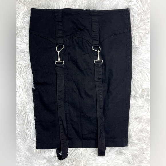 LIP SERVICE Vintage Zip Up Suspender Mini Pencil Skirt Studded Black Size Small - Picture 5 of 10